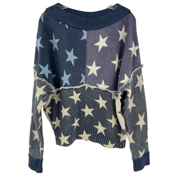 Free People Rare Stars Stripes Pullover 
oversized patriotic sweater Red ZipperS - Picture 3 of 10